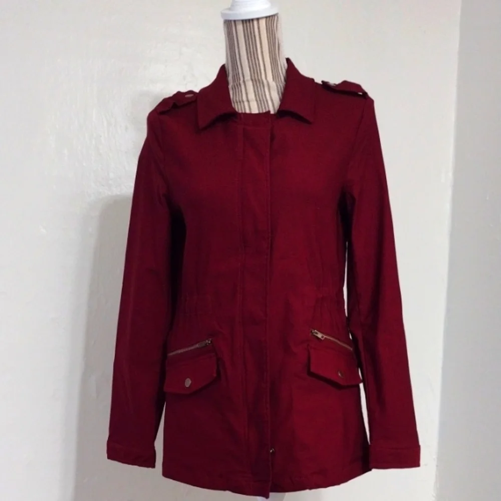 Eden Society Burgundy Full Front Zip Utility Jacket Size S - Picture 1 of 12